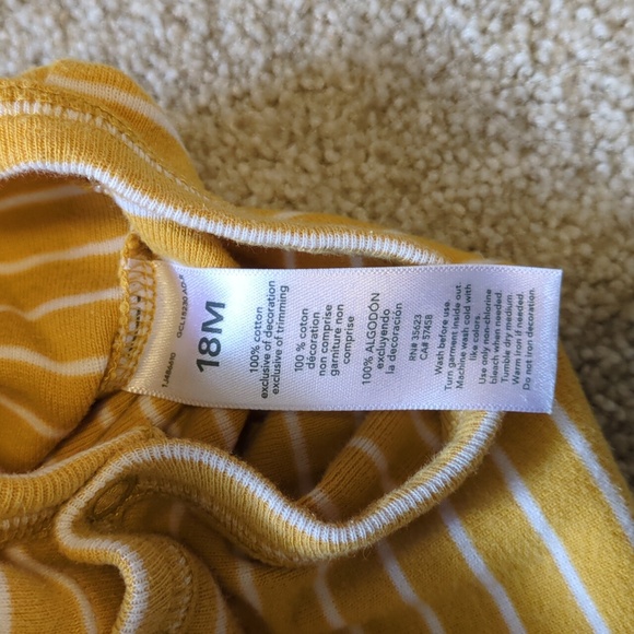 Carter's Yellow Striped Dinosaur Pocket Long Sleeve Onesie - Picture 4 of 4